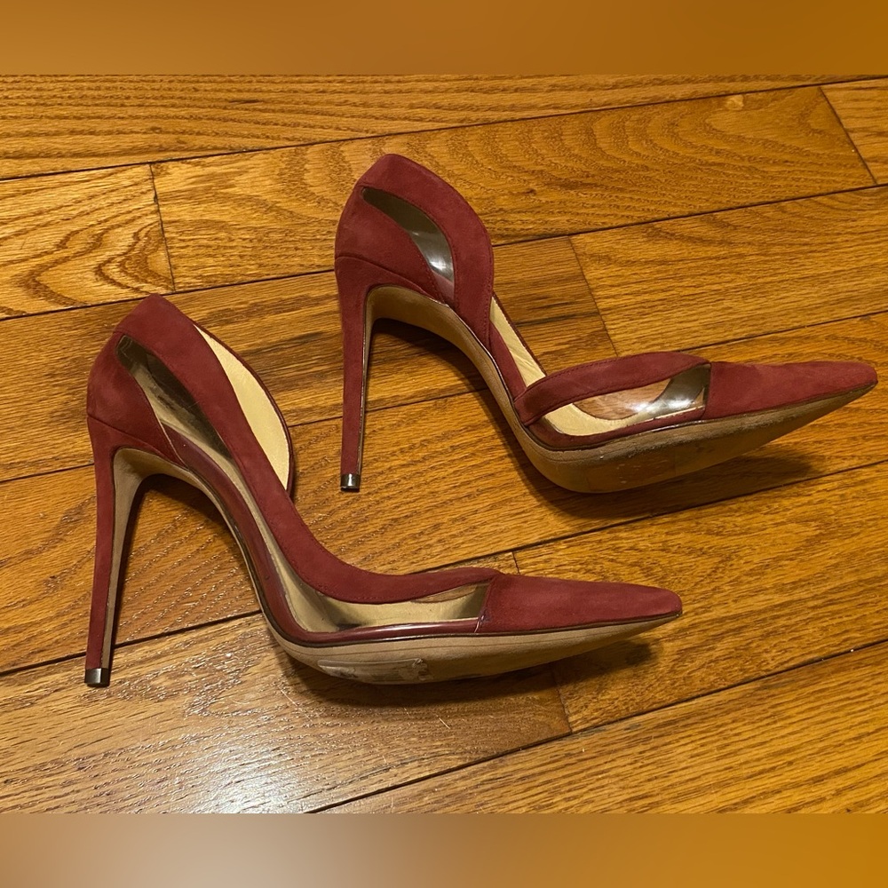 Alexandre Birman Red Suede Pointed Toe Stiletto Heels